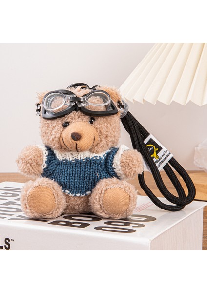 Ins Net Kırmızı Pilot Ayı Peluş Bebek Çanta Anahtarlık Çekicilik (Yurt Dışından)
