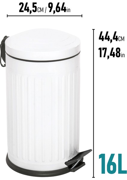 Vintage Çöp Kovası Çizgili Beyaz 16 Lt modelleri