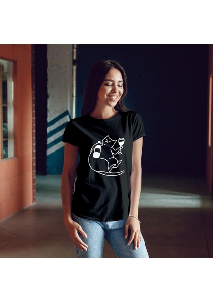 Wine Lover Cat Tişört - Siyah fiyatları