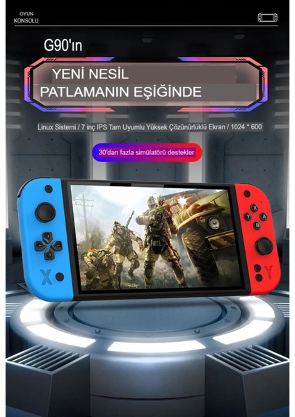 G90 7 Inç IPS Hd Ekran Oyun Konsolu Linux Işletim ve Çoklu Sistem Emülatörü Arcade Oyun Konsolu