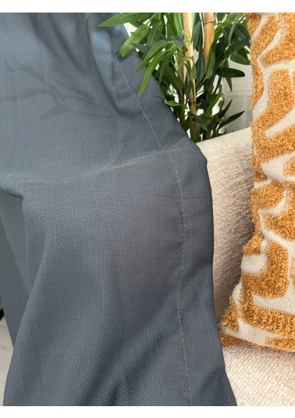 Indigo Keten Fon Perde Sık Pile indirimleri