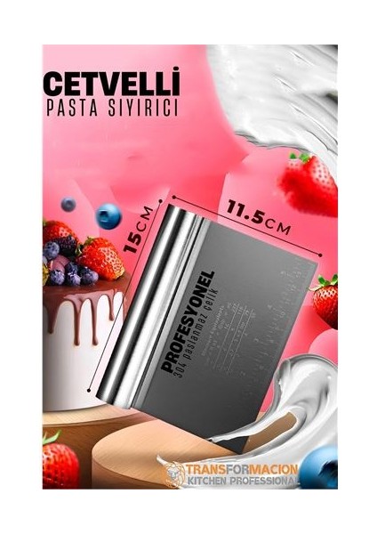 Pasta Spatulası - Profesyonel Hamur Sıyırıcı - Ölçü Cetvelli Pasta Hamur Spatulası