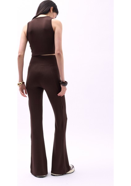 Yüzücü Yaka Crop Kahverengi Bluz indirimleri