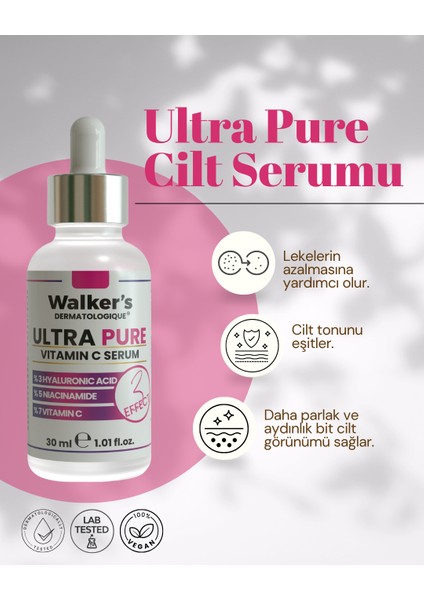Ultra Pure Cilt Serumu ( Vitamin C, Hyaluronic Acid, Niasinamid ) Leke Karşıtı fırsatları