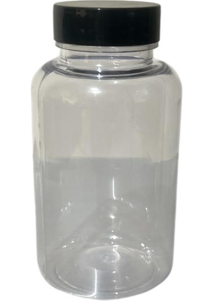 200ML Şeffaf Tablet Şişesi Siyah Kapak, 24 Adet, Tablet Şişesi, Ecza Şişesi, Kozmetik Şişe