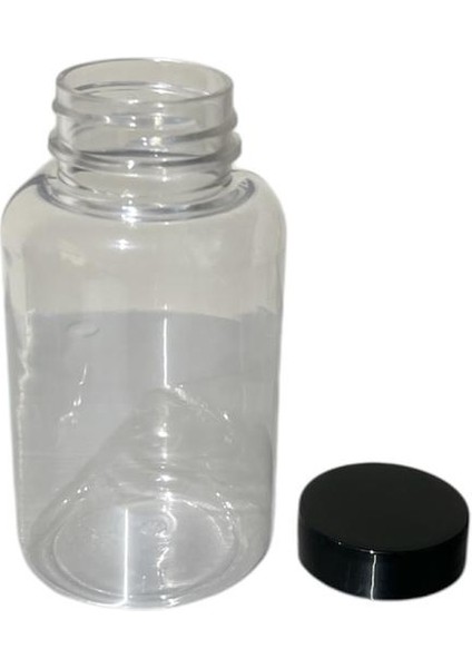 200ML Şeffaf Tablet Şişesi Siyah Kapak, 24 Adet, Tablet Şişesi, Ecza Şişesi, Kozmetik Şişe fiyatları