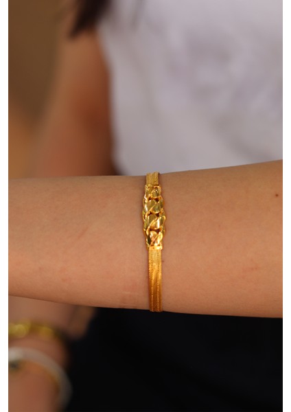Örgü Desenli Trabzon Hasırı Altın Kaplama Gümüş Bileklik 201024321 fiyatları