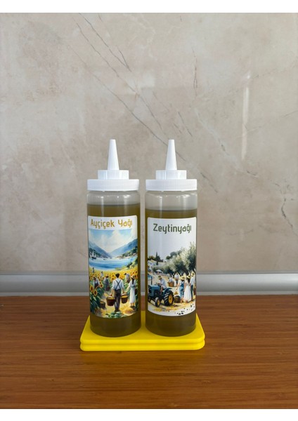 Şef Tipi Sos ve Yağdanlık Seti (Şişe, Huni, Stand)