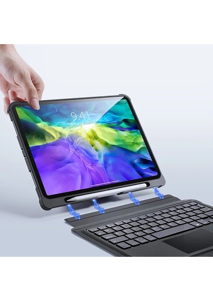 Dux Ducis iPad 11 Pro 10.9 Kablosuz Bluetooth Klavye Touchpad Kılıf 2021-2020-2018 - BLS1200-7370