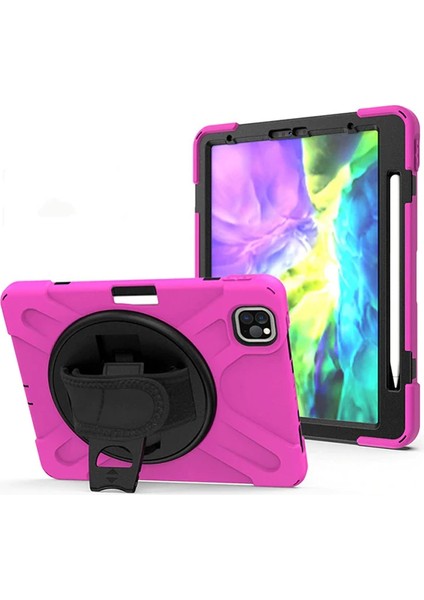 iPad Air 4. Nesil 10.9 Kılıf Shockproof 3 Katmanlı Standlı Zırh Kılıf Kalem Y - BLS6668-1949