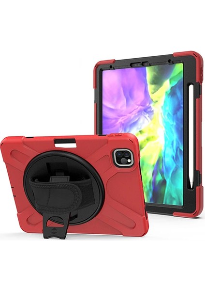 iPad Air 4. Nesil 10.9 Kılıf Shockproof 3 Katmanlı Standlı Zırh Kılıf Kalem Y - BLS6668-1949