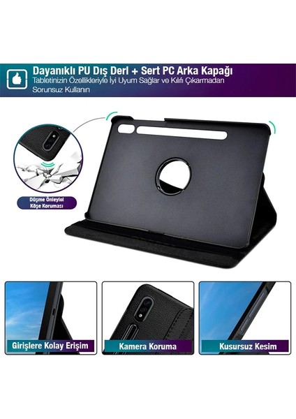 Sm Galaxy Tab S8 Plus 2022 12.4 (X800-X806) 360 Derece Döner Standlı KILIF-(5775 - BLS8365-6549