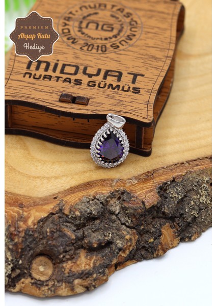 Ametist Taşlı Damla Model 925 Ayar Gümüş Kadın Kolye 201024306 modelleri