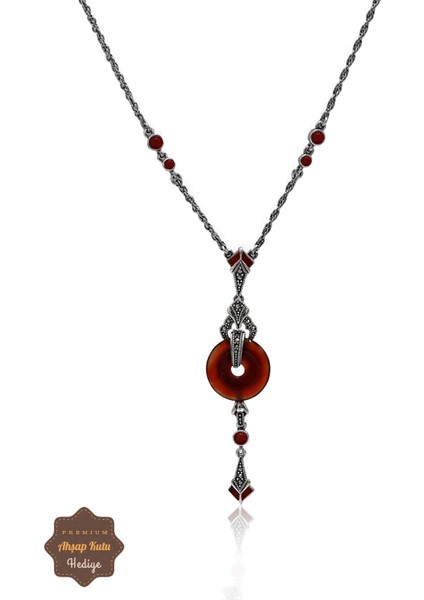 Akik Taşlı Halka Tasarım Markazit Taşlı Gümüş Kadın Gerdanlık 201024263