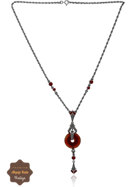 Akik Taşlı Halka Tasarım Markazit Taşlı Gümüş Kadın Gerdanlık 201024263 fırsatları