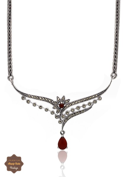 Akik Taşlı Prenses Model Markazit Taşlı Gümüş Kadın Gerdanlık 201024283