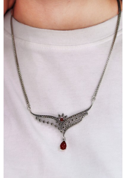 Akik Taşlı Prenses Model Markazit Taşlı Gümüş Kadın Gerdanlık 201024283 fiyatları