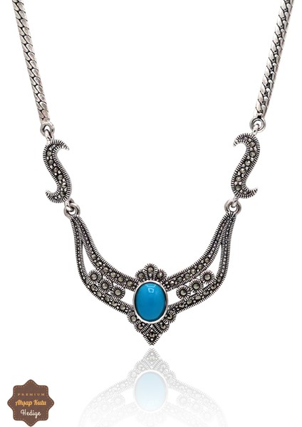 Firuze Taşlı Kraliçe Model Markazit Taşlı Gümüş Kadın Gerdanlık 201024290