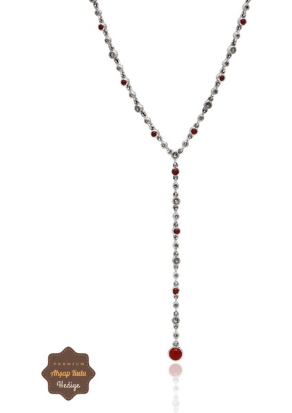 Akik Taşlı Yuvarlak Su Yolu Model Markazit Taşlı Gümüş Kadın Gerdanlık 201024296