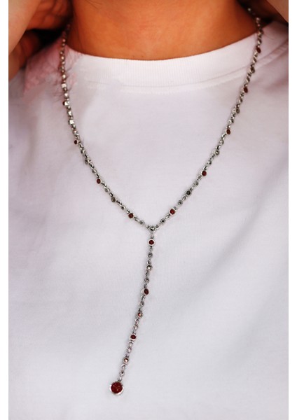 Akik Taşlı Yuvarlak Su Yolu Model Markazit Taşlı Gümüş Kadın Gerdanlık 201024296 fiyatları