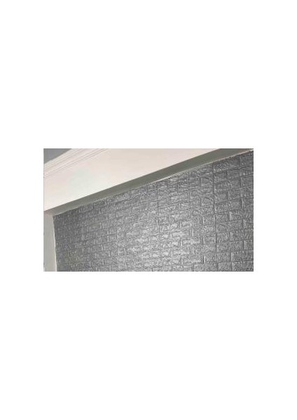 50X54 cm 0,27 M² Gri Silinebilir Kendinden Yapışkanlı Duvar Kağıdı Esnek Panel 3D Tuğla Desen