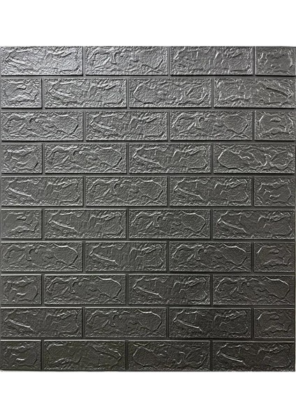 50X54 cm 0,27 M² Gri Silinebilir Kendinden Yapışkanlı Duvar Kağıdı Esnek Panel 3D Tuğla Desen