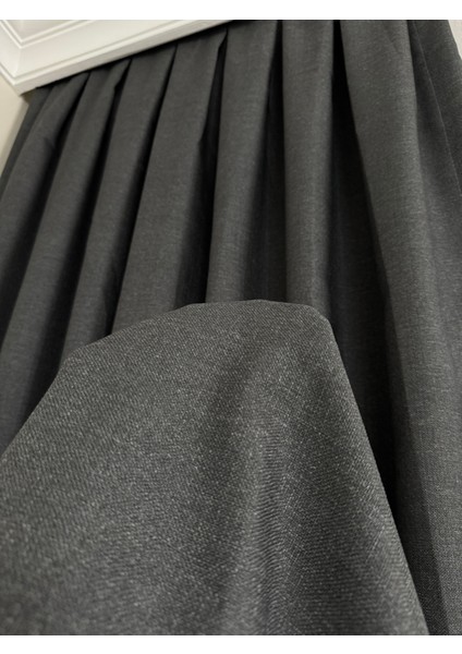 Antrasit Keten Fon Perde Sık Pile fırsatları