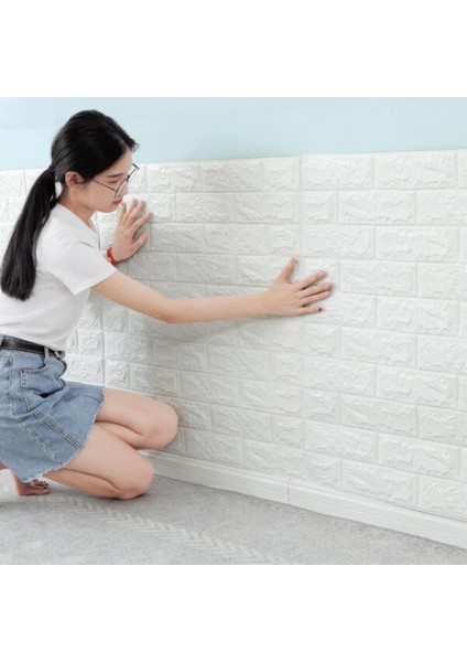 50X50 cm 0,27 M² Silinebilir Kendinden Yapışkanlı Duvar Kağıdı Esnek Panel 3D Tuğla Desen