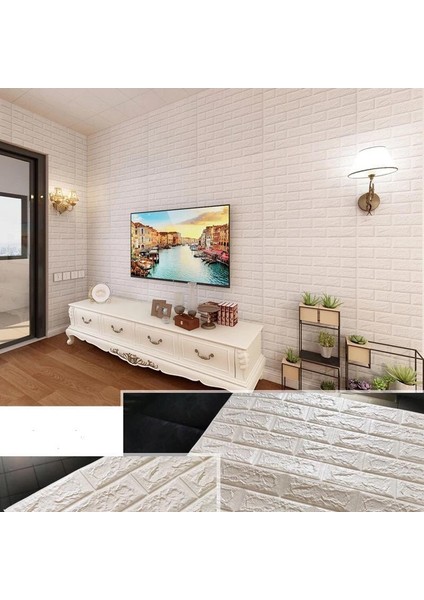 50X50 cm 0,27 M² Silinebilir Kendinden Yapışkanlı Duvar Kağıdı Esnek Panel 3D Tuğla Desen