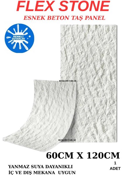 Felix Stone 60CMX120CM Esnek Taş Beton Panel Suya Ateşe Neme Dayanıklı Bahçe Ev Ofis Karavan Kaplama