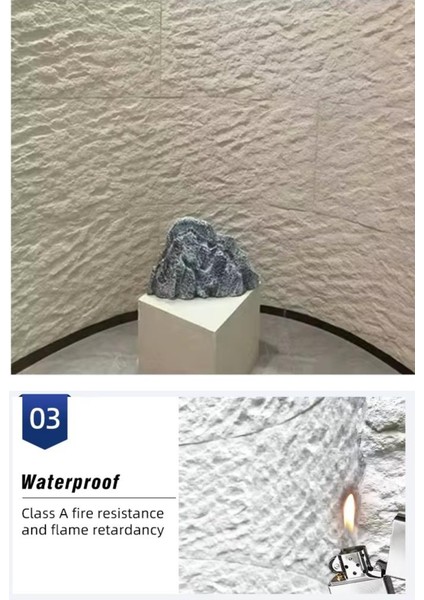 Felix Stone 60CMX120CM Esnek Taş Beton Panel Suya Ateşe Neme Dayanıklı Bahçe Ev Ofis Karavan Kaplama