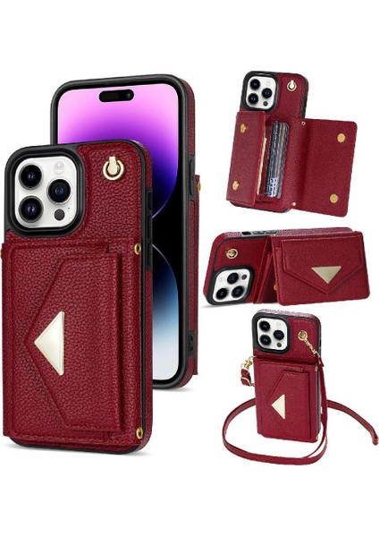 IPhone 14 Pro Max Akordeon Kart Cüzdan Kılıf Manyetik Kart ile Uyumlu (Yurt Dışından)