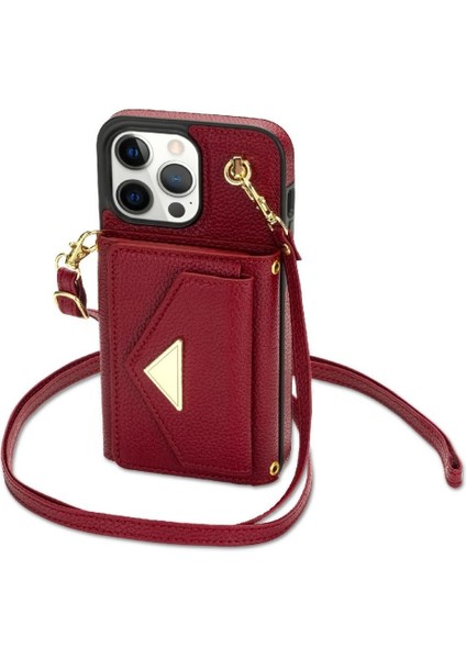 IPhone 13 Pro Akordeon Kart Cüzdan Kılıf Crossbody Kayışı ile Uyumlu (Yurt Dışından)