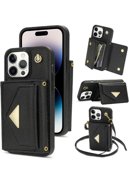 IPhone 13 Pro Akordeon Kart Cüzdan Kılıf Crossbody Kayışı ile Uyumlu (Yurt Dışından)