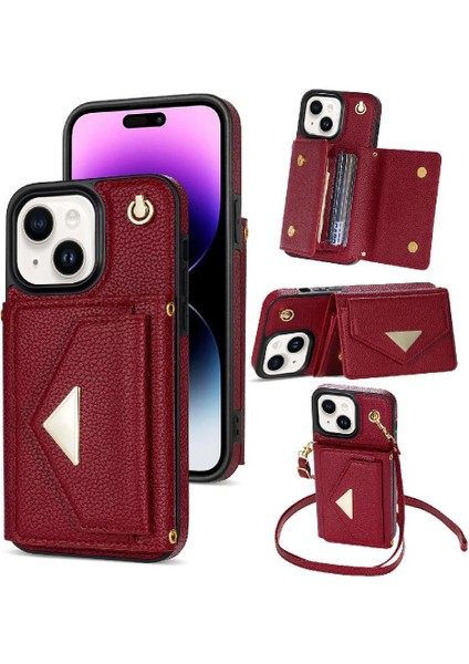 IPhone 14 Akordeon Kart Cüzdan Kılıf Manyetik Kapatma Pu ile Uyumlu (Yurt Dışından)