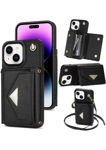IPhone 14 Akordeon Kart Cüzdan Kılıf Manyetik Kapatma Pu ile Uyumlu (Yurt Dışından)