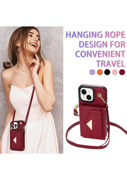 IPhone 13 Akordeon Kart Cüzdan Kılıf Crossbody Kayış Pu ile Uyumlu (Yurt Dışından) fırsatları