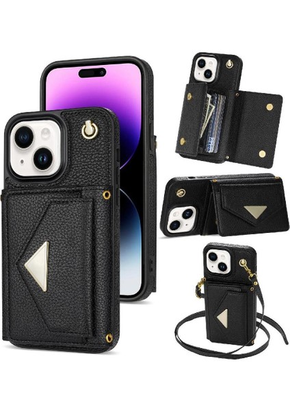 IPhone 13 Akordeon Kart Cüzdan Kılıf Crossbody Kayış Pu ile Uyumlu (Yurt Dışından)