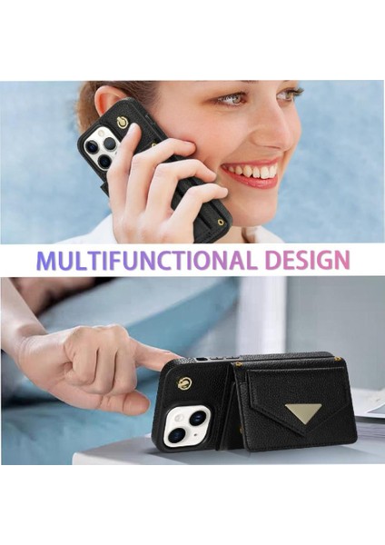 IPhone 13 Akordeon Kart Cüzdan Kılıf Crossbody Kayış Pu ile Uyumlu (Yurt Dışından) indirimleri