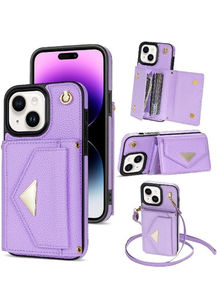 IPhone 13 Akordeon Kart Cüzdan Kılıf Crossbody Kayış Pu ile Uyumlu (Yurt Dışından)