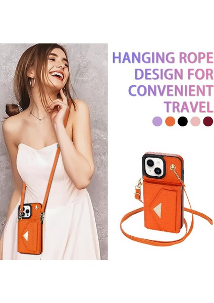IPhone 13 Akordeon Kart Cüzdan Kılıf Crossbody Kayış Pu ile Uyumlu (Yurt Dışından) modelleri