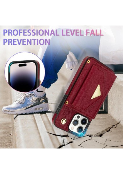 IPhone 14 Pro Akordeon Kart Cüzdan Kılıf Crossbody Kayışı ile Uyumlu (Yurt Dışından) modelleri