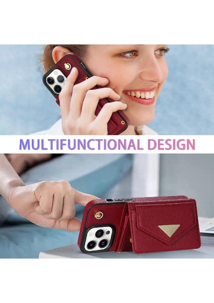 IPhone 14 Pro Akordeon Kart Cüzdan Kılıf Crossbody Kayışı ile Uyumlu (Yurt Dışından) fırsatları