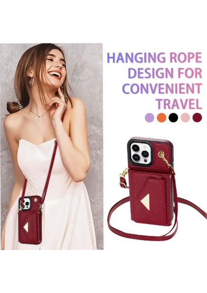 IPhone 14 Pro Akordeon Kart Cüzdan Kılıf Crossbody Kayışı ile Uyumlu (Yurt Dışından) indirimleri