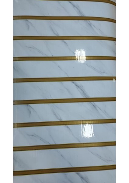 120CMX300CM Tek Parça Yapışkanlı Rulo Gold Çizgili Mermer Desenli Duvar Paneli Kağıdı QM0136