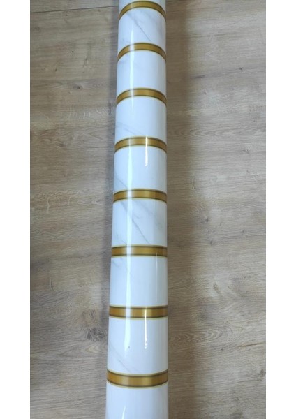 120CMX300CM Tek Parça Yapışkanlı Rulo Gold Çizgili Mermer Desenli Duvar Paneli Kağıdı QM0136