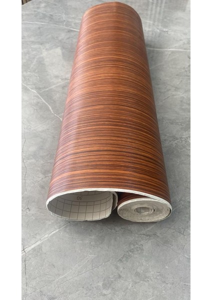 45CM x 10 Metre 1 Rulo Folyo Yapışkanlı Kestane Ahşap Görünümlü Mutfak Duvar Kaplama Folyosu Kağıdı