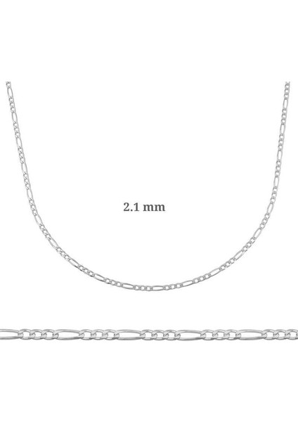 2.10 mm Gümüş Figaro Zincir - 0.60 Mikron