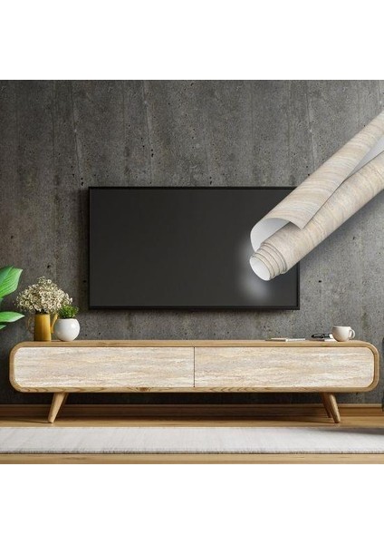 67CM x 10 Metre 1 Adet Yapışkanlı Rulo Bej Traverten Desenli Mutfak Duvar Kaplama Folyosu Kağıdı fırsatları