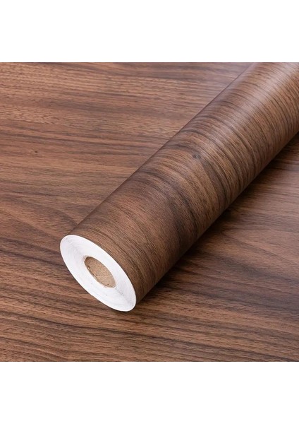 45CM x 10 Metre 1 Adet Rulo Yapışkanlı Koyu Ahşap Görünümlü Mutfak Duvar Kaplama Folyosu Kağıdı